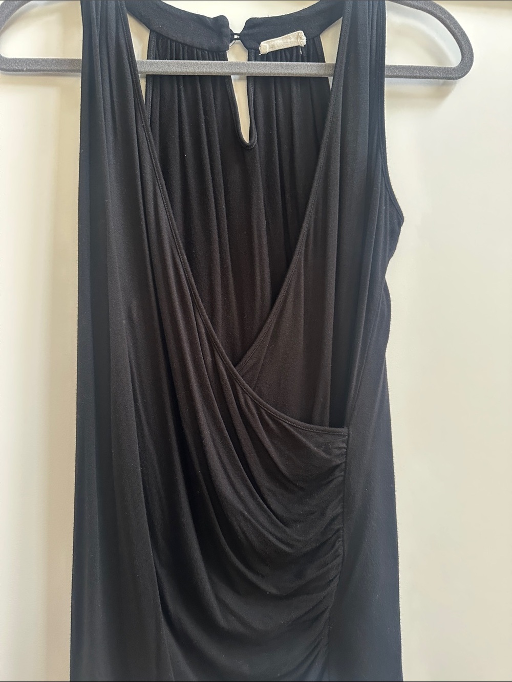 Black Sleeveless Draped V-Neck Women’s top - Picture 2 of 5